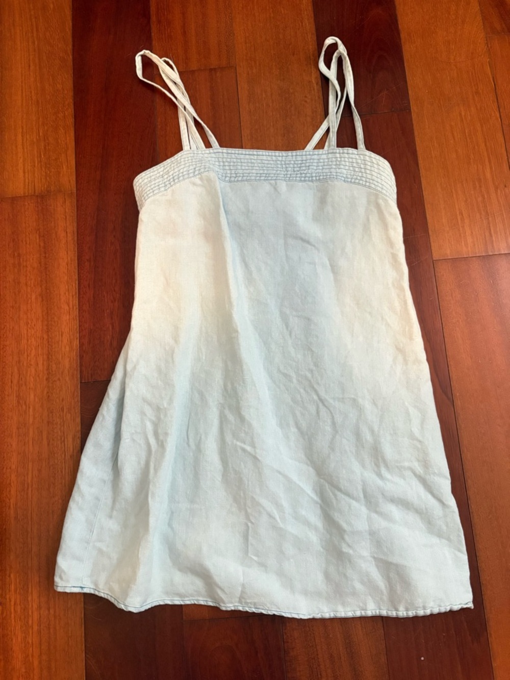 Zara Light Blue Linen Spaghetti Strap Dress